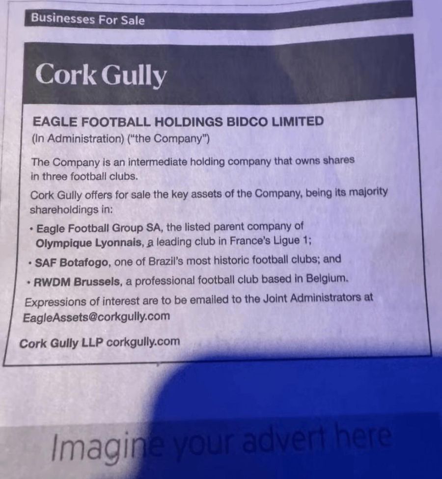 One of the most important clubs in France, put up for sale in a newspaper ad