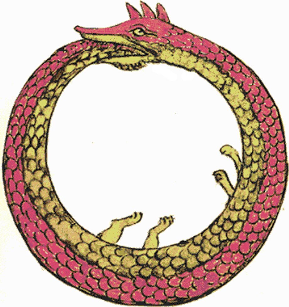 Ouroboros, or a snake eating its own tail.