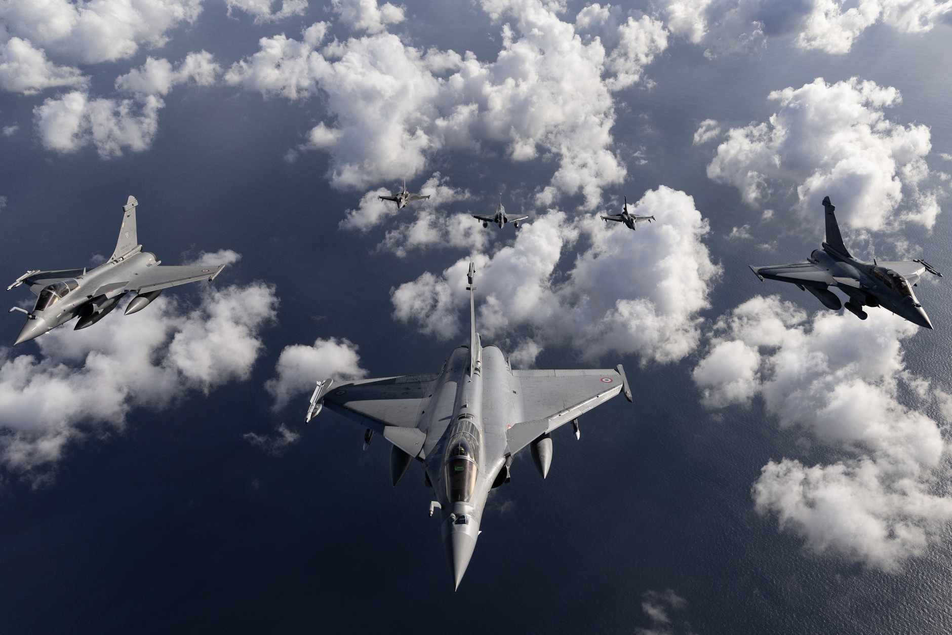 Fighter jets fly over the southwest coast of France, September 2025. 