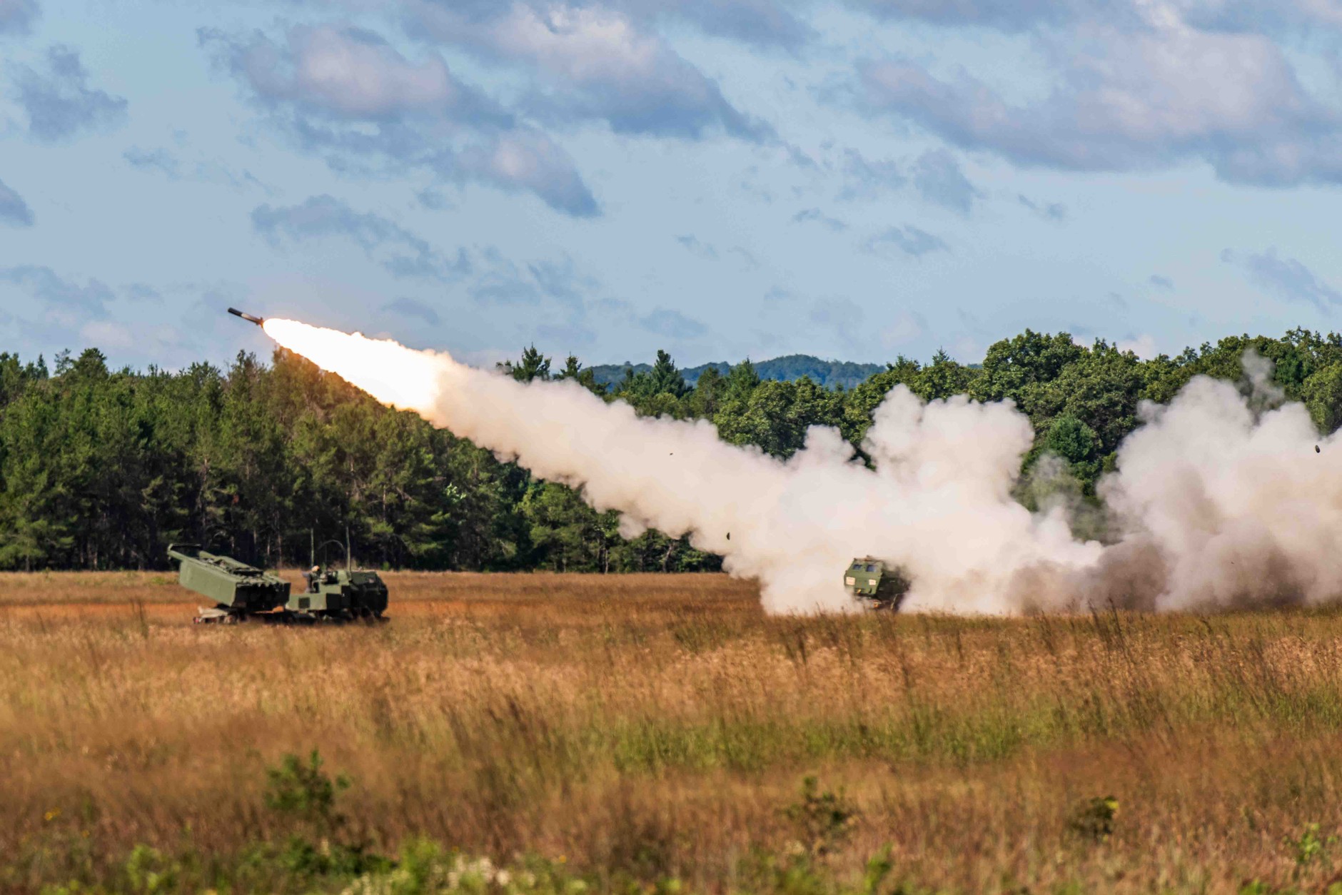 Training with the participation of American soldiers and HIMARS launchers at the Fort McCoy training ground in Wisconsin, USA, August 25, 2025.