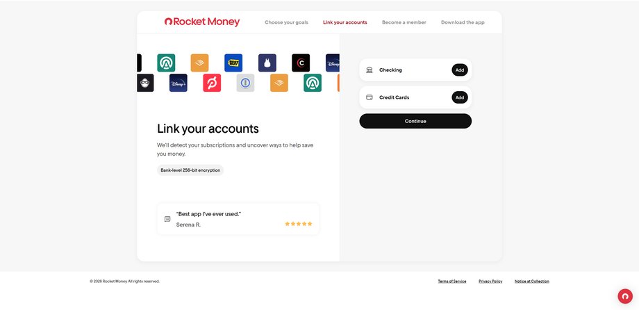 Rocket Money in the desktop version