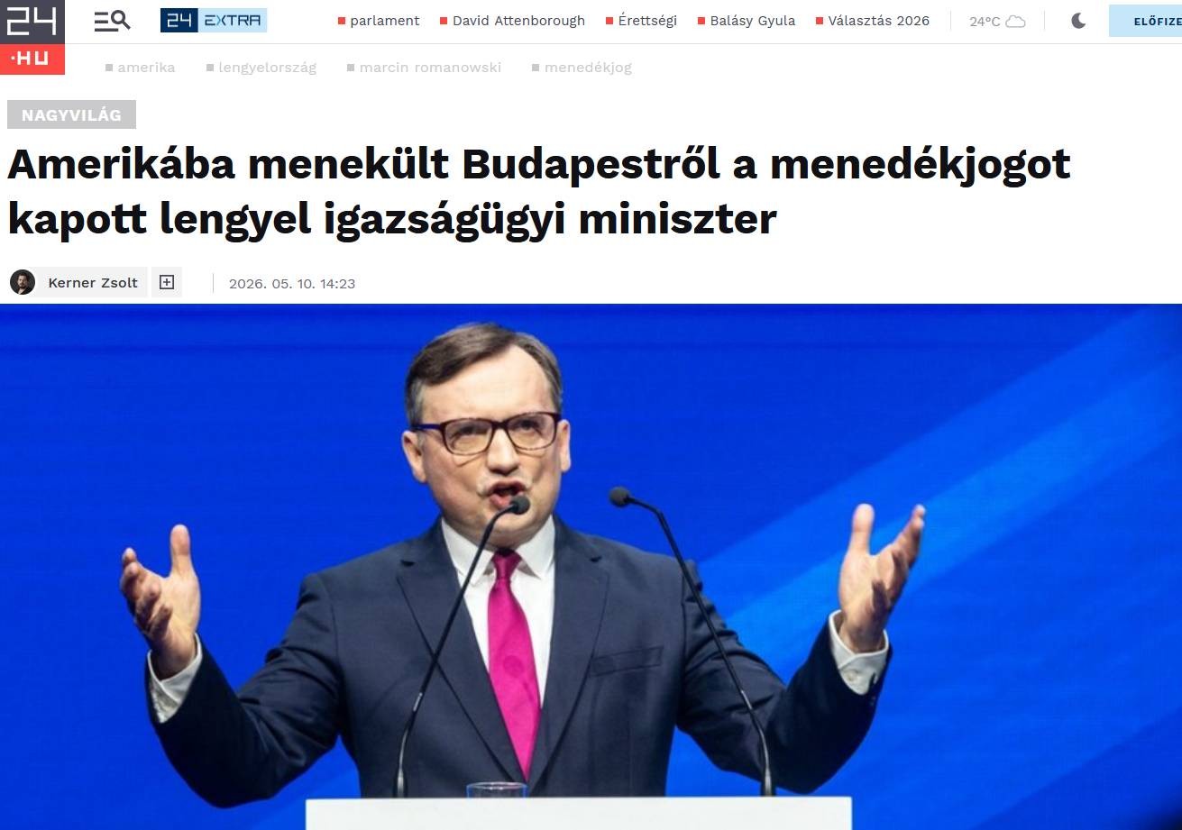 Zbigniew Ziobro's departure is described by 24.hu