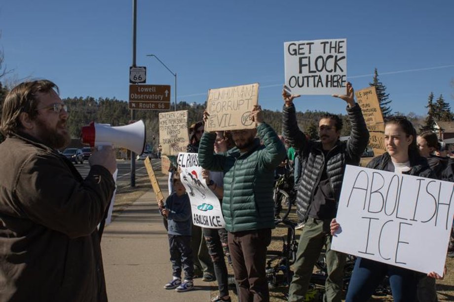 Protesters are demanding the removal of Flock Safety cameras and a stop to ICE