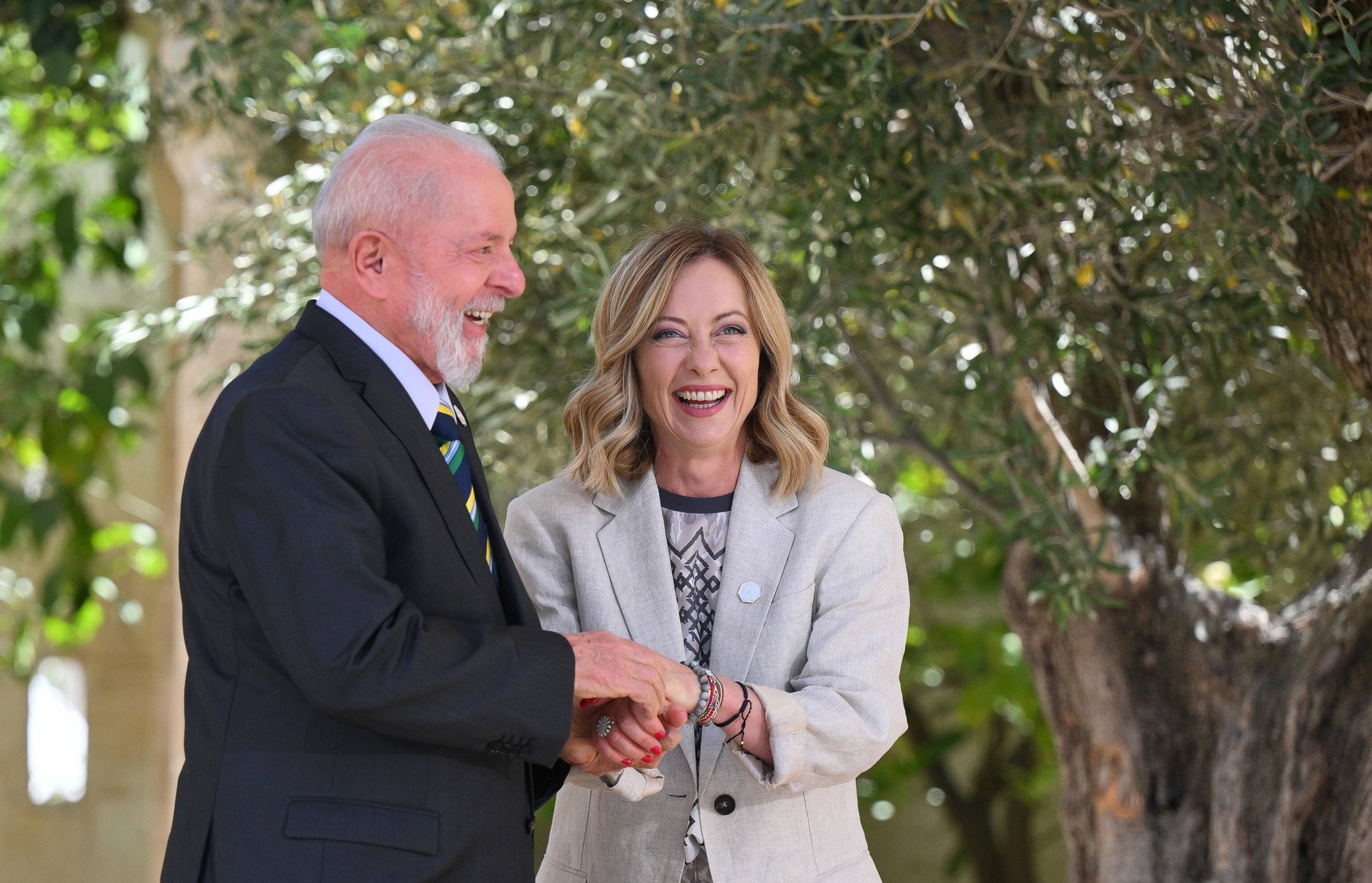 Luiz Inacio Lula da Silva, President of Brazil, and Giorgia Meloni, Prime Minister of Italy, at the G7 Summit in Borgo Egnazia, June 14, 2024.