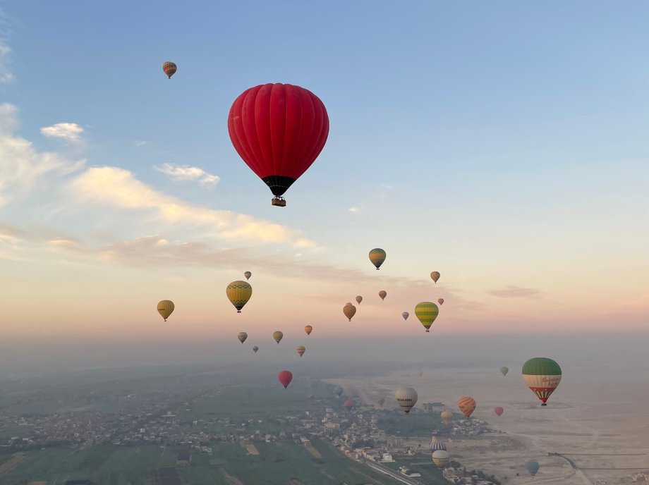 At sunrise I went on a hot air balloon ride over Luxor to celebrate my birthday