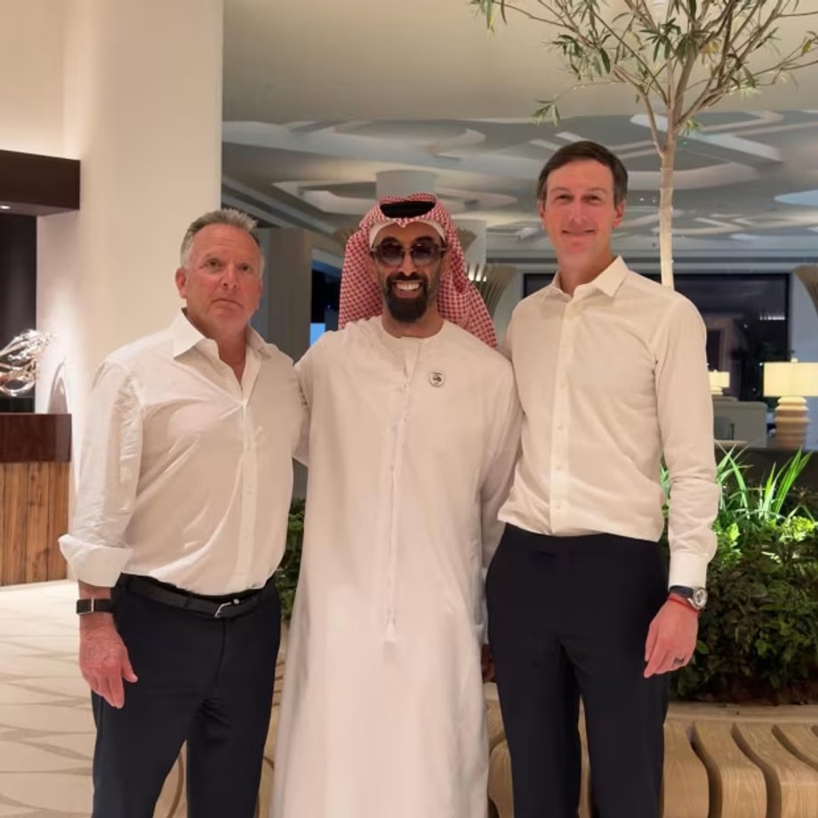 Steve Witkoff, Tahnoon bin Zayed Al Nahyan and Jared Kushner (Ivanka Trump's husband, Donald Trump's son-in-law) in a photo he posted on social media on October 22, 2025