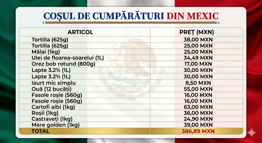 Shock at the supermarket in Mexico: what do you buy with 100 lei in Bucharest vs 400 pesos in CDMX