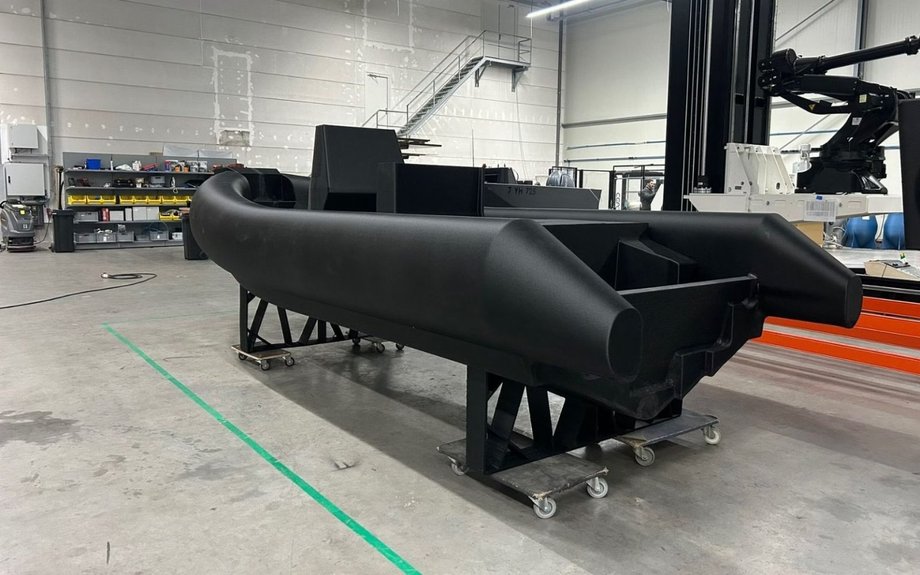 RHIB boat hull 3D printed in the factory