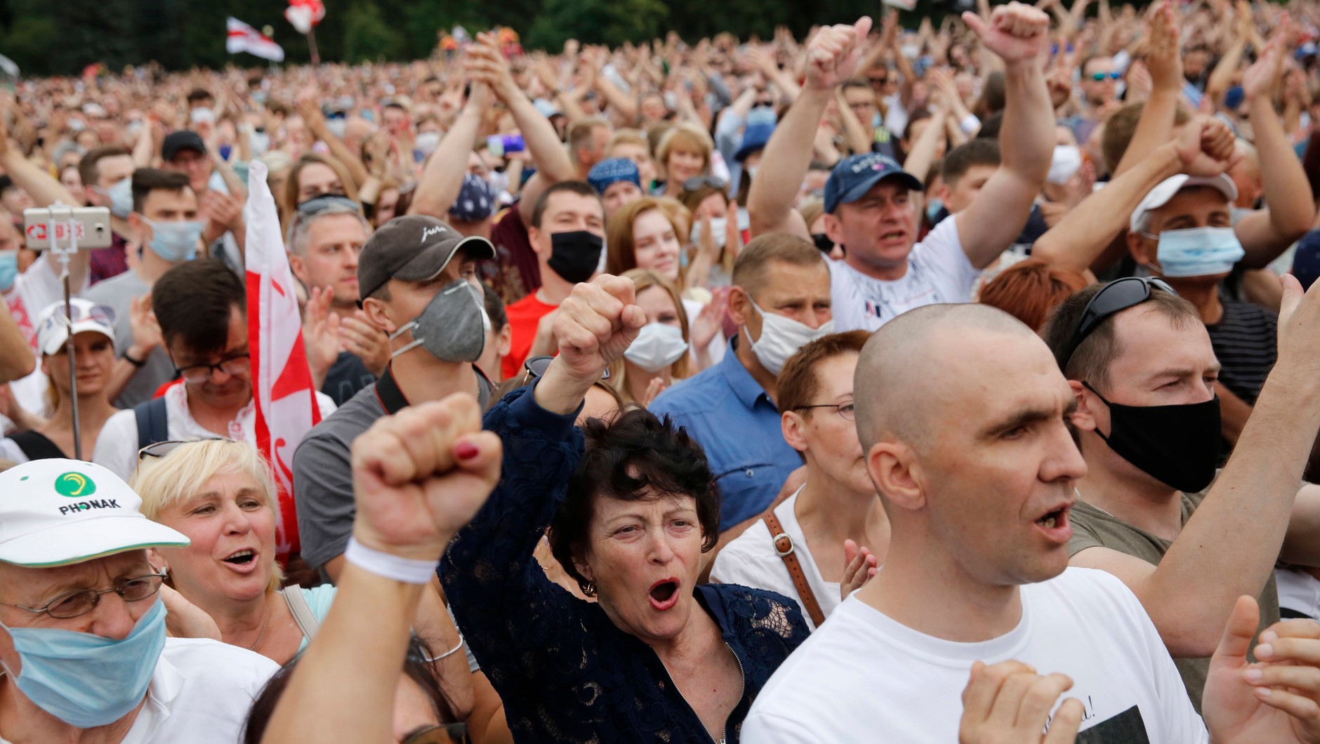 Supporters of Sviatlana Tsikhanouskaya during a rally in Minsk, July 19, 2020. 