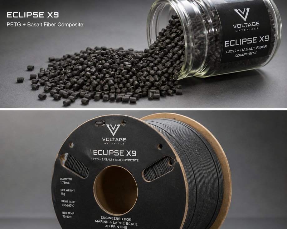 Eclipse X9 granules and a spool of filament