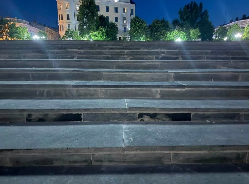 City Center Stairs Renovated with Granite from Grave Markers in Chernivtsi — Chernivtsi's city center stairs have been r