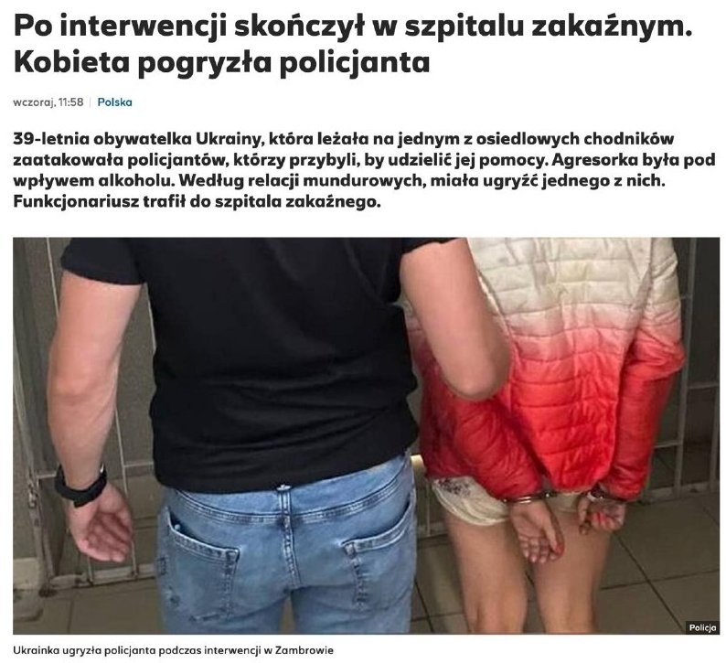 Ukrainian Woman Deported from Poland After Biting Police Officer — A Ukrainian woman is facing deportation from Poland a