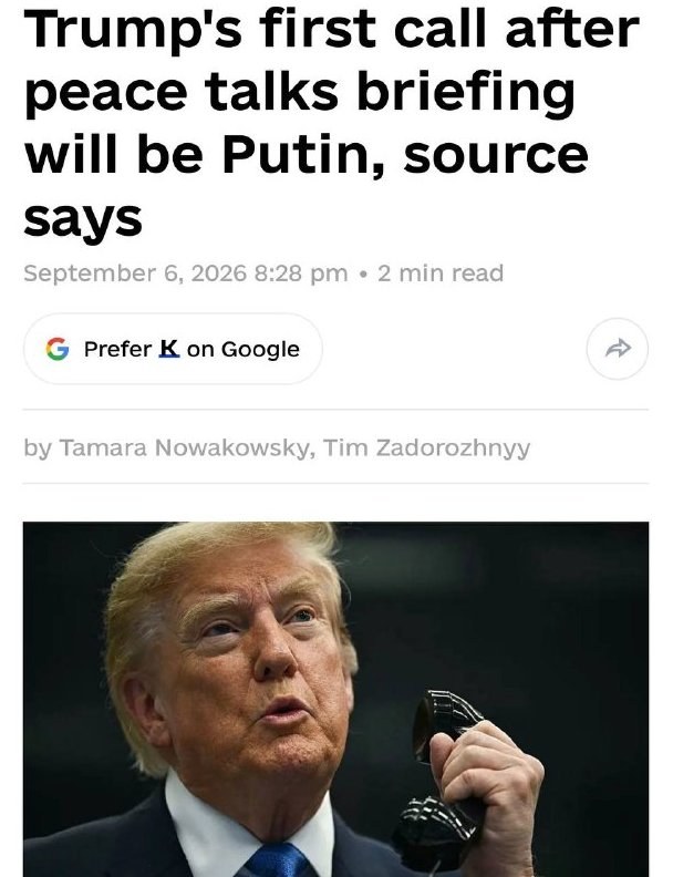 Trump to Call Putin Before Zelensky After Kyiv Talks — Trump plans to contact Putin before reaching out to Zelensky foll