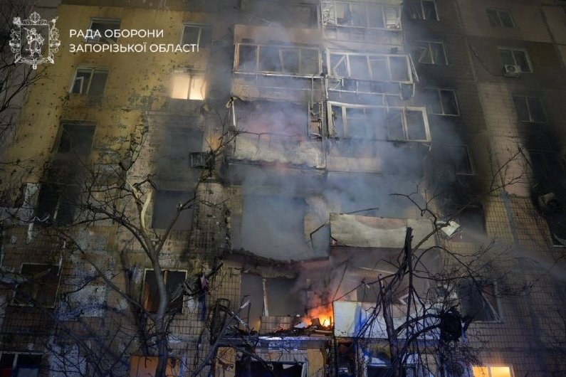 Fires Engulf Zaporizhzhia After Overnight Russian Strikes — Fires erupted in Zaporizhzhia following overnight Russian at