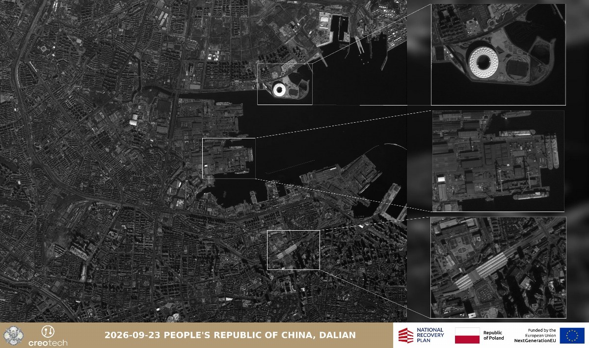 Polish Satellite Reveals Construction of Chinese Aircraft Carrier — A Polish reconnaissance satellite has captured image
