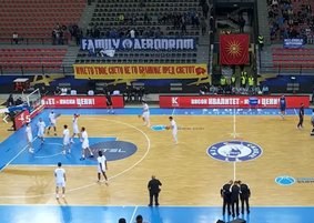 Controversial Flag Display During MZT Skopje vs. Iraklis Basketball Match — Tensions escalated during a FIBA Europe Cup