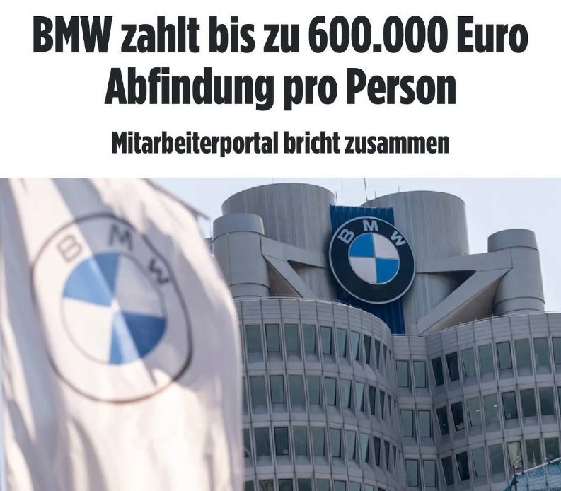 BMW Offers Generous Severance, Attracting 40,000 Applicants for 8,000 Positions — BMW plans to lay off 8,000 employees b